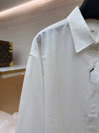 White Cotton Plain Long-Sleeve - Men's