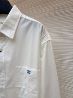 White Cotton Plain Long-Sleeve - Men's