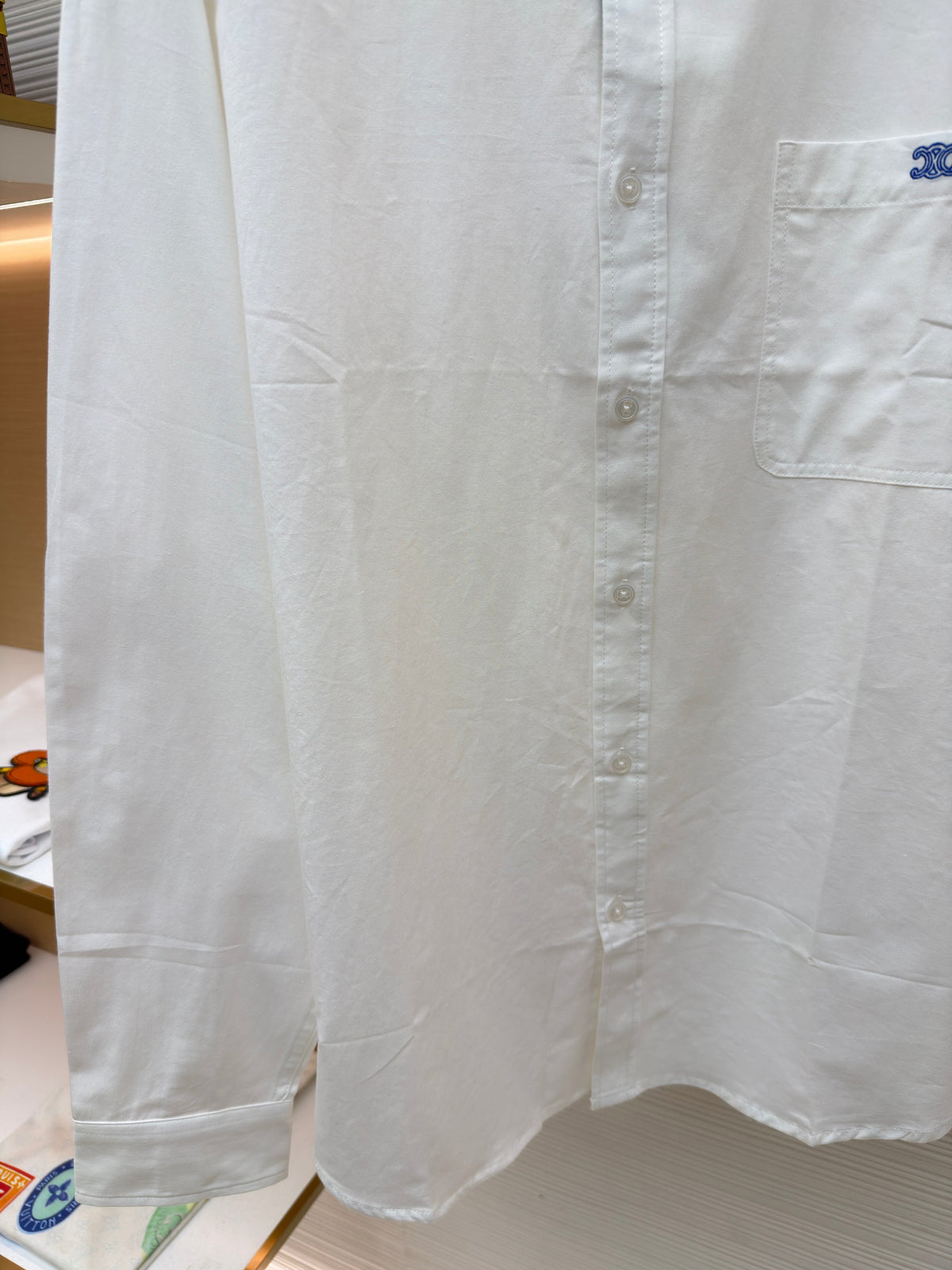 White Cotton Plain Long-Sleeve - Men's