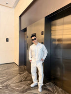 White Cotton Plain Long-Sleeve - Men's