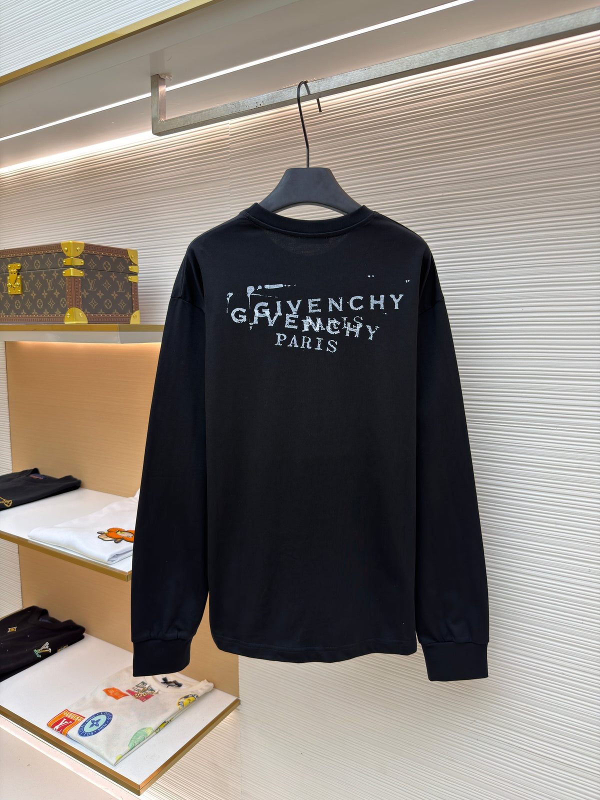 Navy Cotton Chest Logo Long-Sleeve - Men's