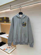 Grey Cotton Embroidered Zip-Through - Men's