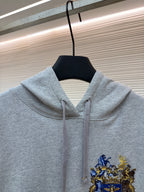 Grey Cotton Embroidered Zip-Through - Men's