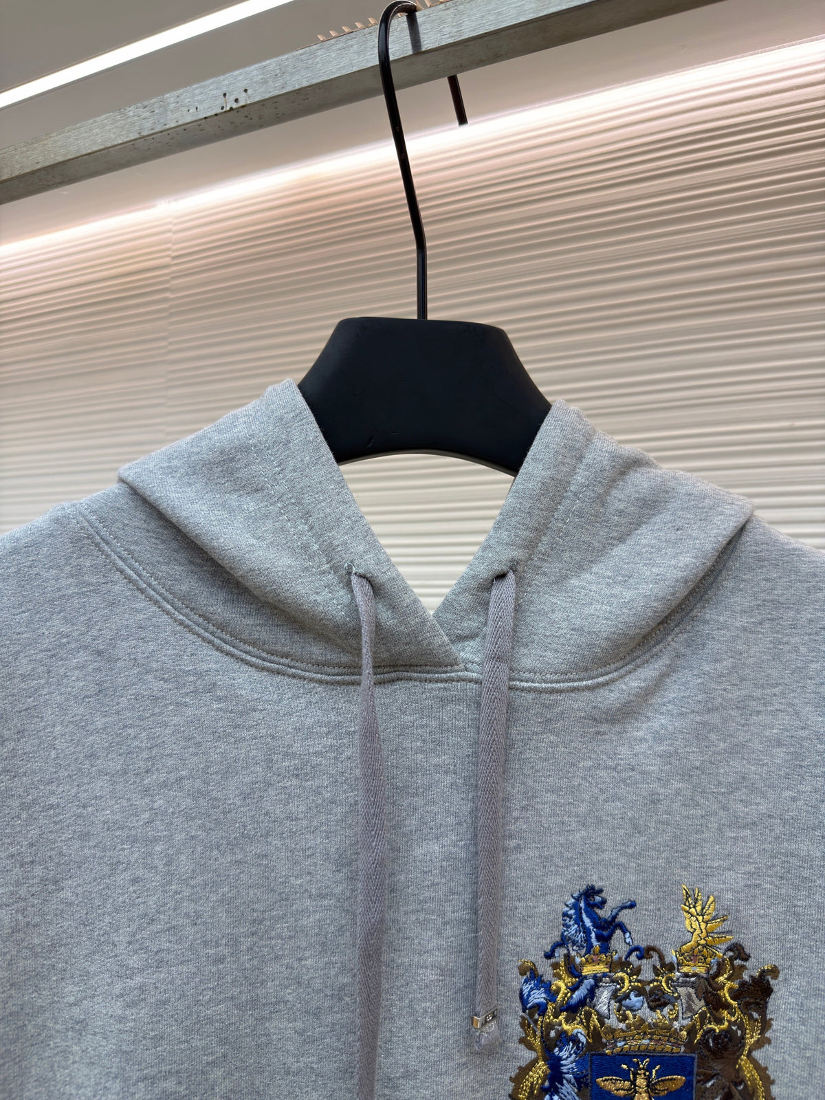 Grey Cotton Embroidered Zip-Through - Men's