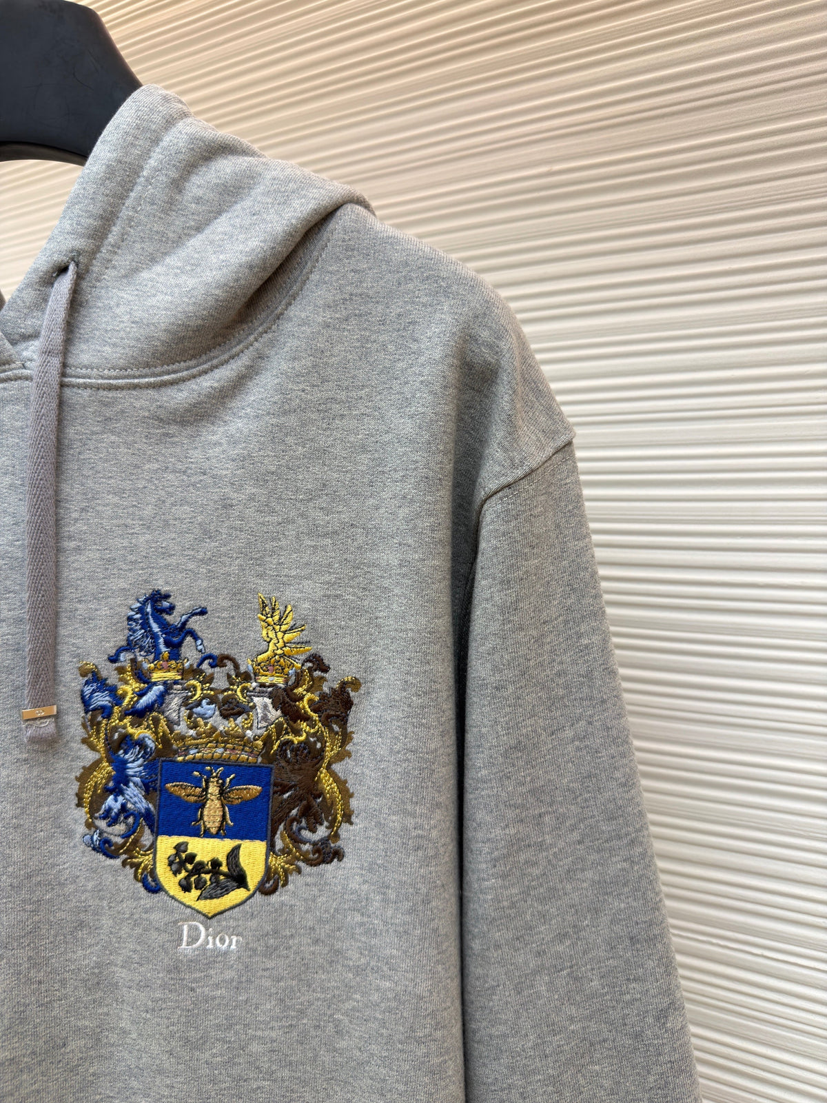 Grey Cotton Embroidered Zip-Through - Men's