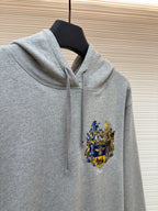 Grey Cotton Embroidered Zip-Through - Men's