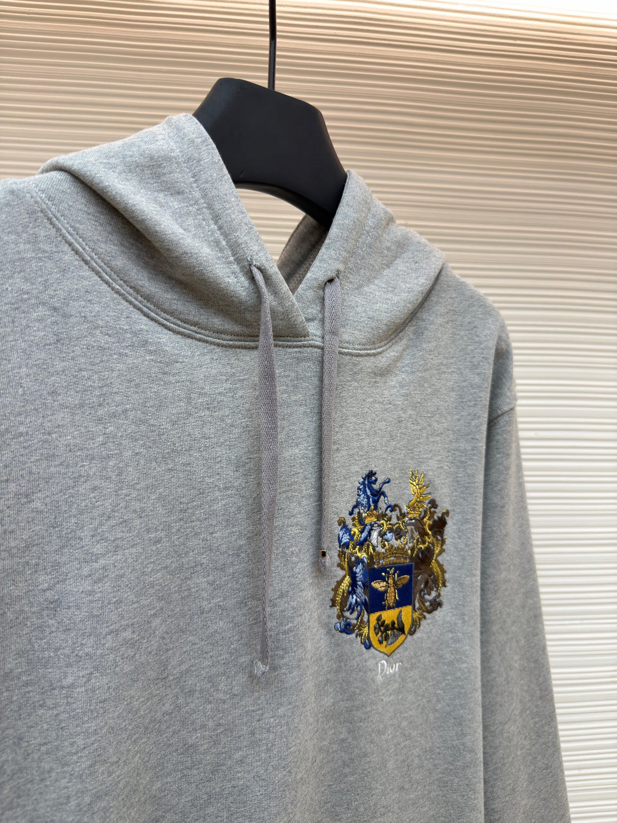 Grey Cotton Embroidered Zip-Through - Men's