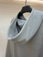 Grey Cotton Embroidered Zip-Through - Men's