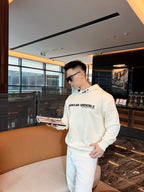 Cream Cotton Text Logo Pullover - Men's