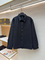 Navy Cotton Twin Pocket Long-Sleeve - Men's