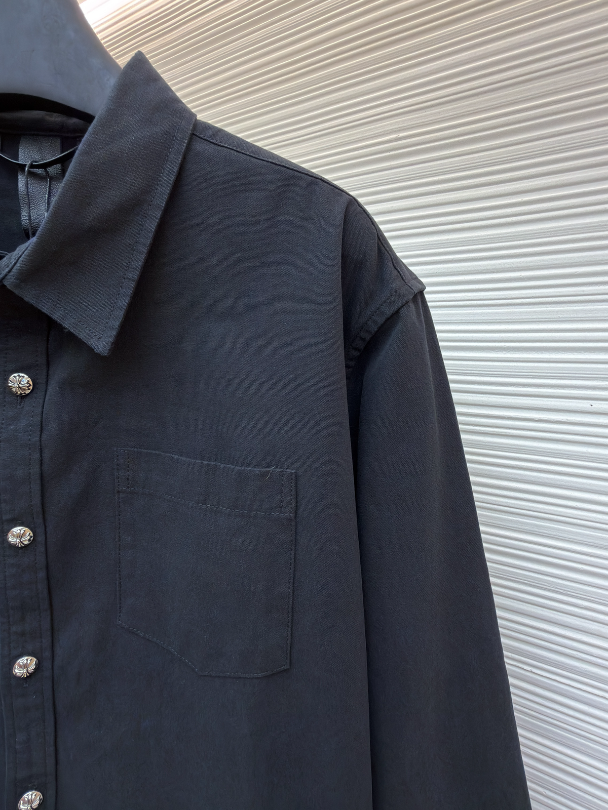 Navy Cotton Twin Pocket Long-Sleeve - Men's