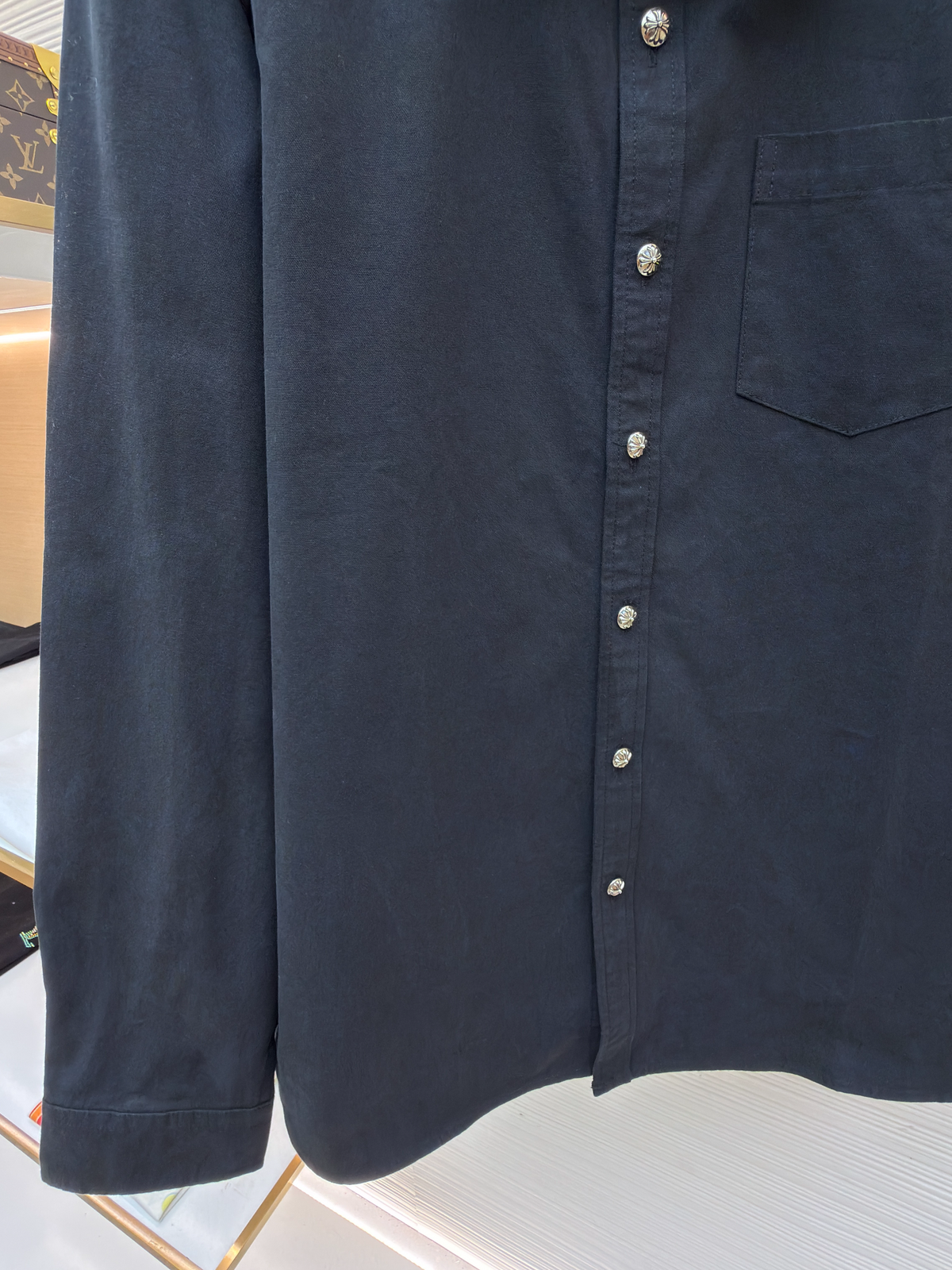 Navy Cotton Twin Pocket Long-Sleeve - Men's