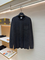 Navy Cotton Pocket Crewneck - Men's
