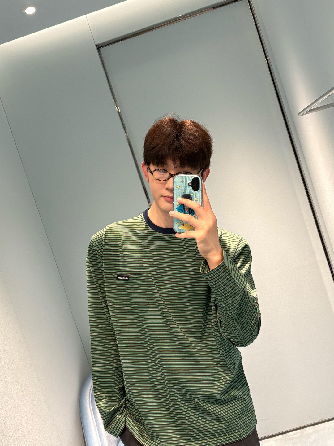 Green Wool Pocket Crewneck - Men's