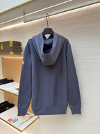 Blue Cotton Embroidered Pullover - Men's