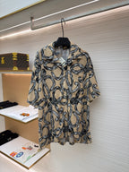 Beige Silk Print Short-Sleeve - Men's