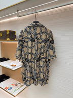 Beige Silk Print Short-Sleeve - Men's