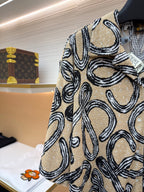 Beige Silk Print Short-Sleeve - Men's