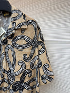Beige Silk Print Short-Sleeve - Men's