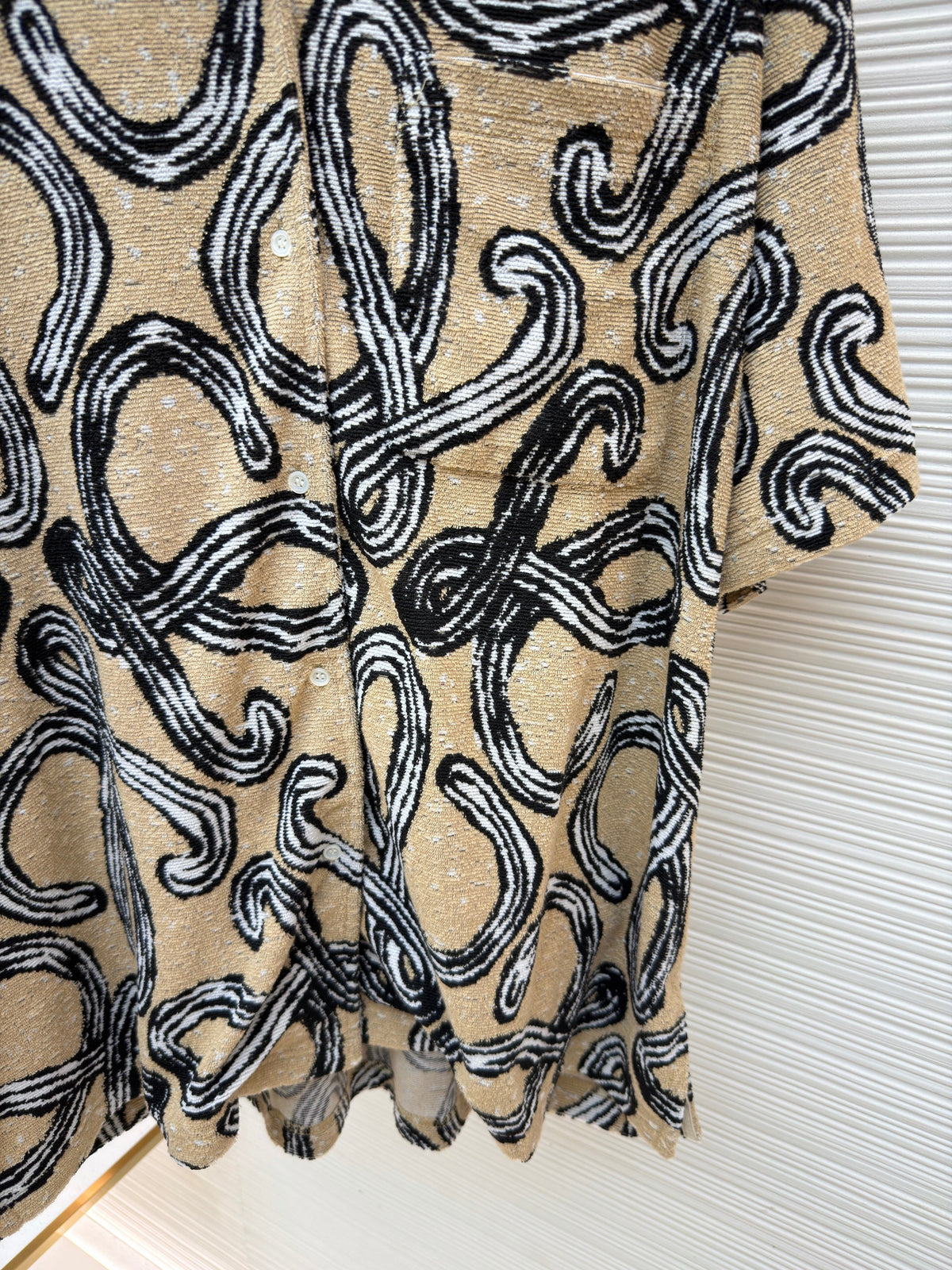 Beige Silk Print Short-Sleeve - Men's
