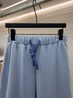 Blue Cotton Drawstring Wide-Leg - Men's