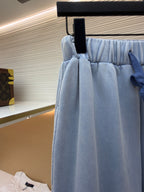Blue Cotton Drawstring Wide-Leg - Men's