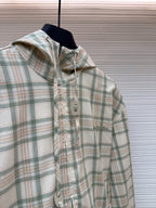 Blue Cotton Hooded Overshirt - Men's