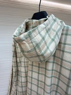 Blue Cotton Hooded Overshirt - Men's
