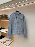 Blue Cotton Hooded Overshirt - Men's