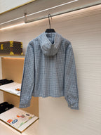 Blue Cotton Hooded Overshirt - Men's