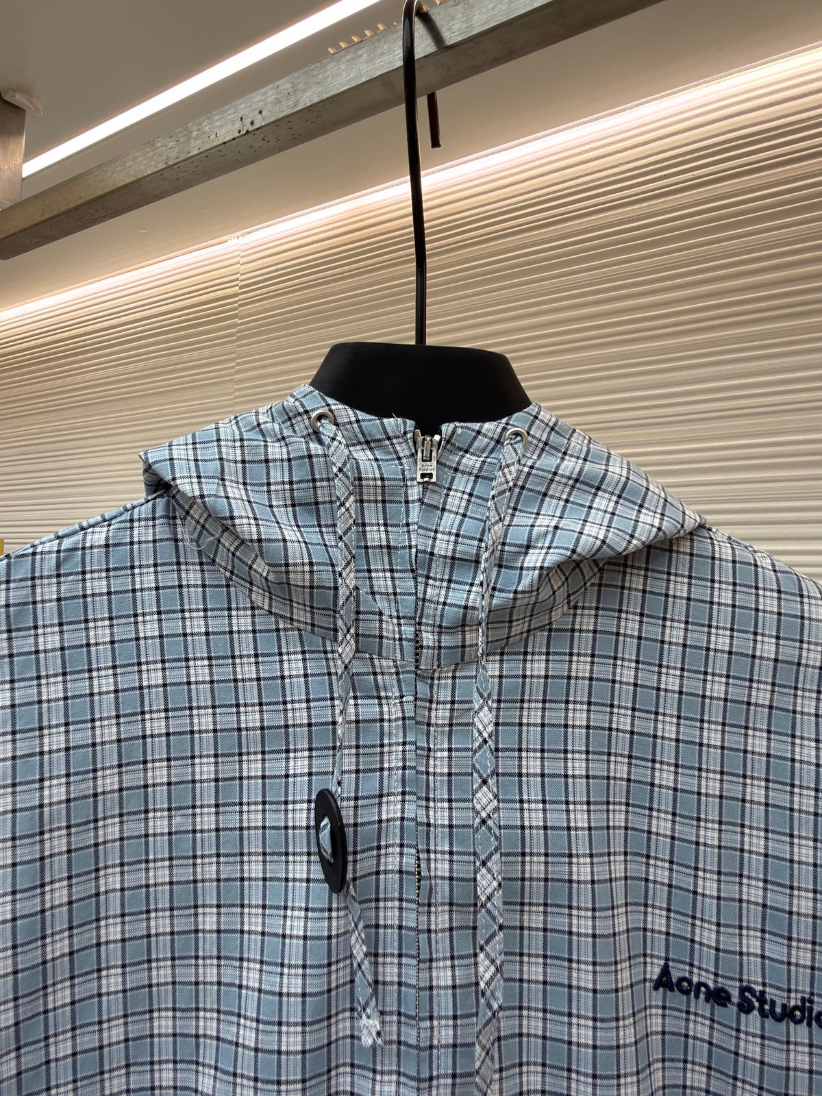 Blue Cotton Hooded Overshirt - Men's