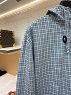 Blue Cotton Hooded Overshirt - Men's