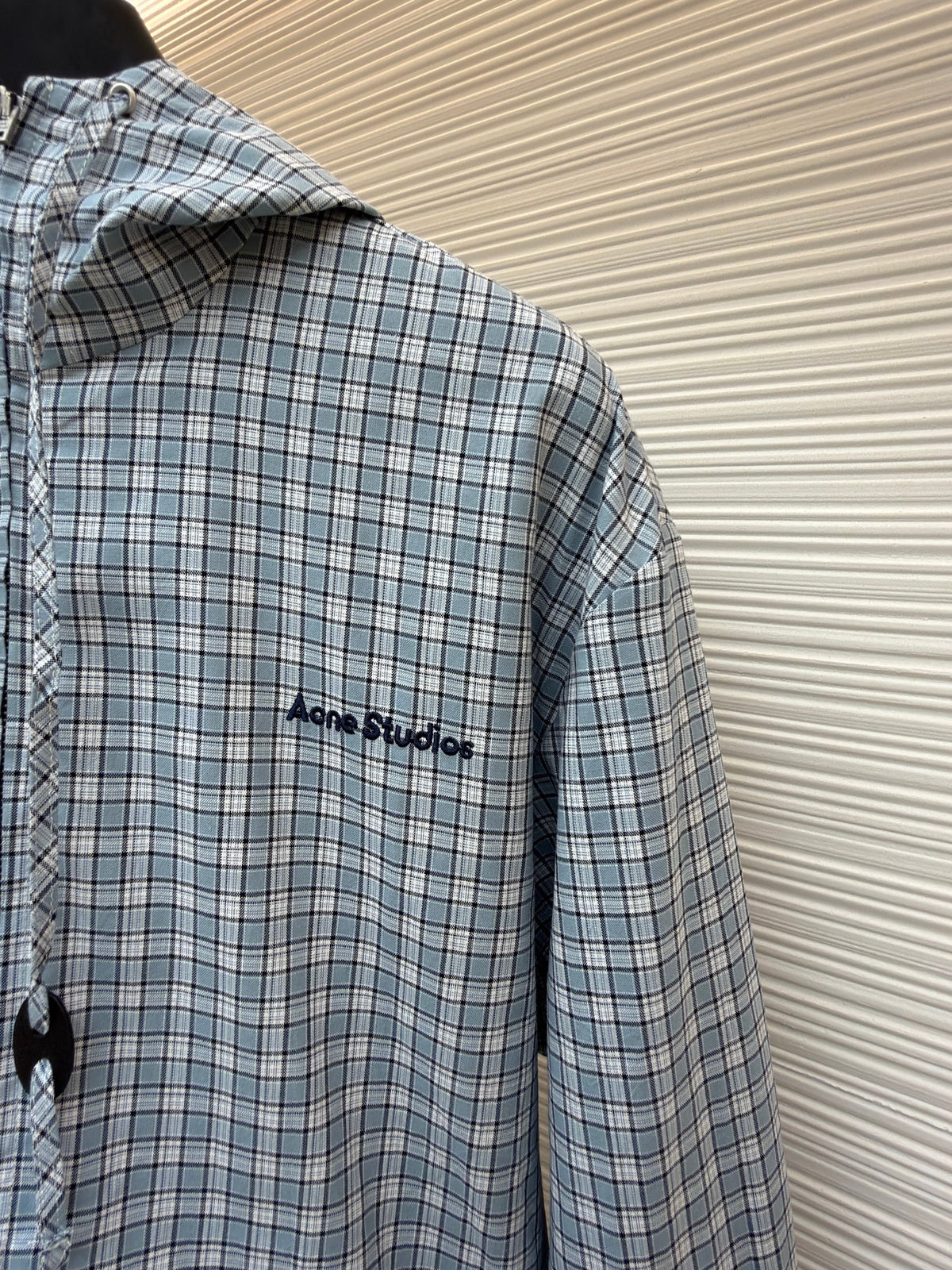 Blue Cotton Hooded Overshirt - Men's