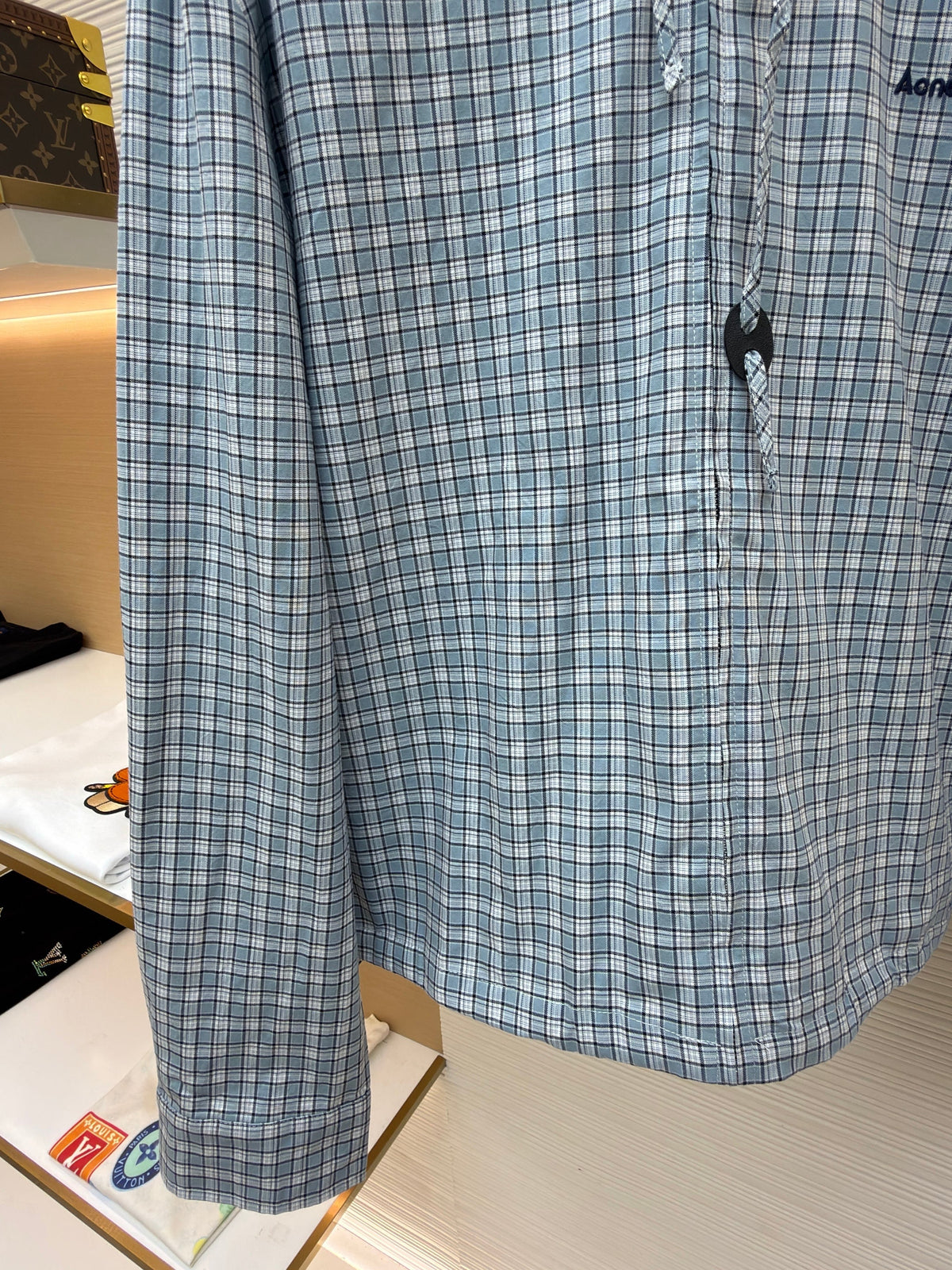 Blue Cotton Hooded Overshirt - Men's