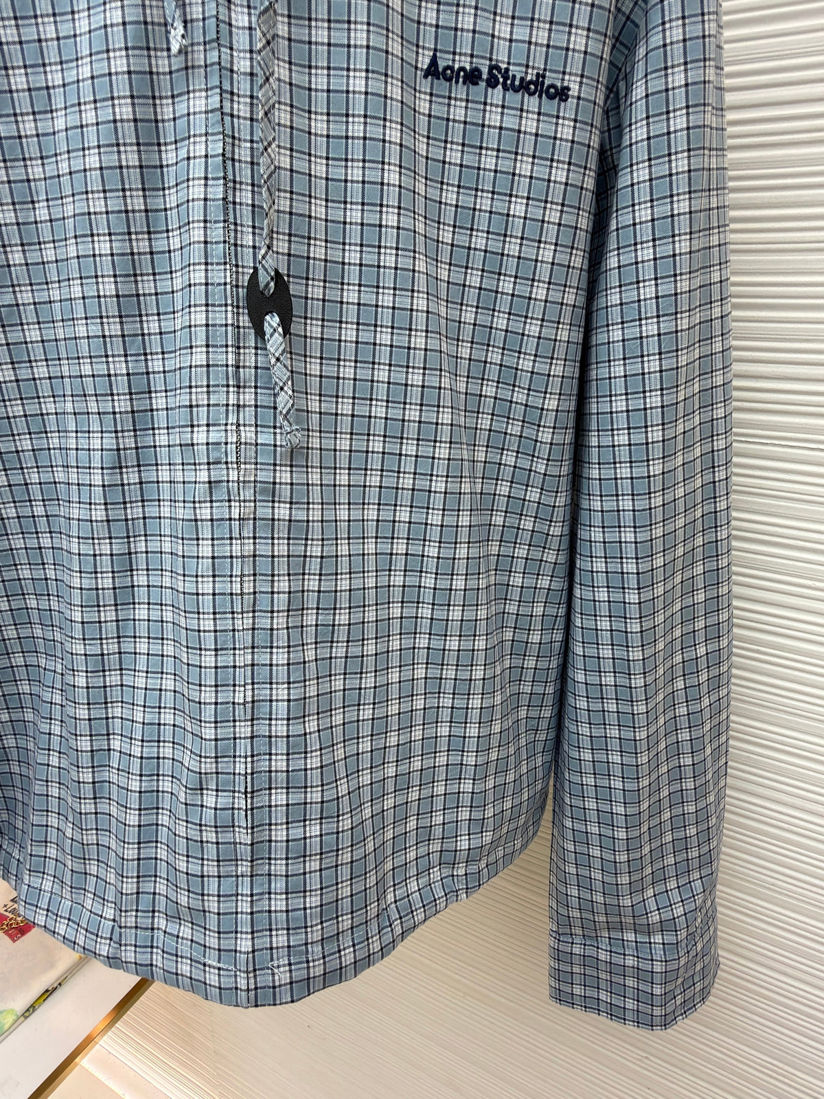 Blue Cotton Hooded Overshirt - Men's