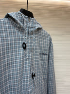 Blue Cotton Hooded Overshirt - Men's