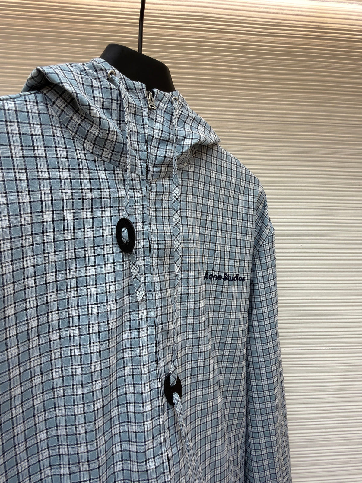 Blue Cotton Hooded Overshirt - Men's