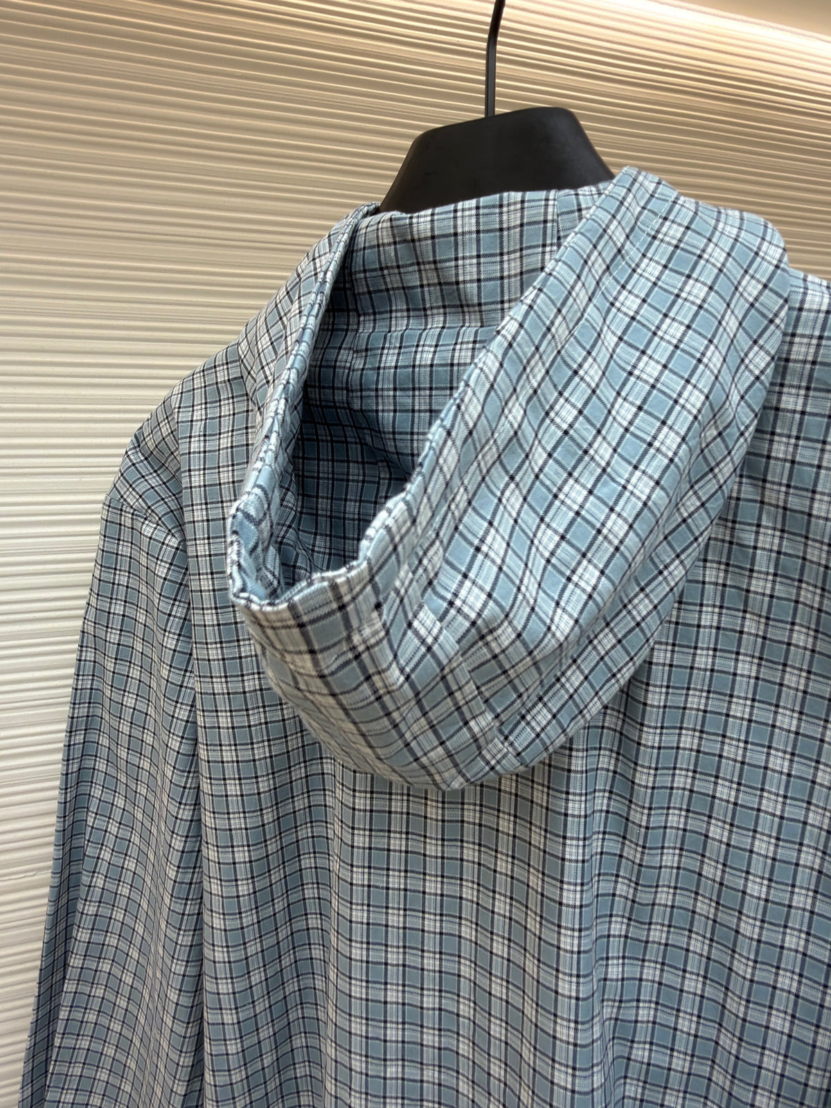 Blue Cotton Hooded Overshirt - Men's