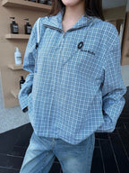 Blue Cotton Hooded Overshirt - Men's