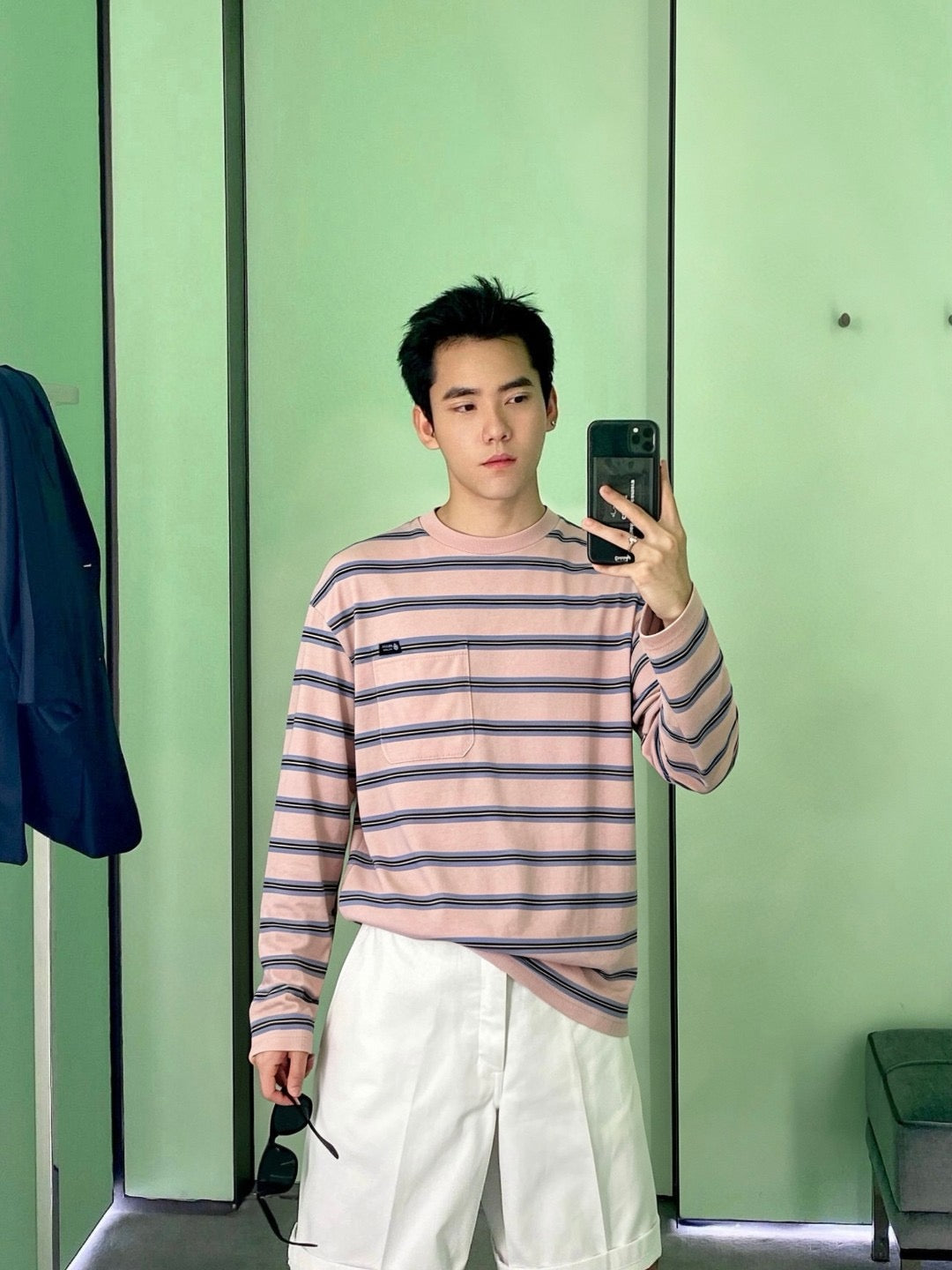 Pink Cotton Striped Long-Sleeve - Men's