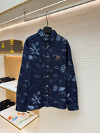Navy Cotton Floral Print Long-Sleeve - Men's