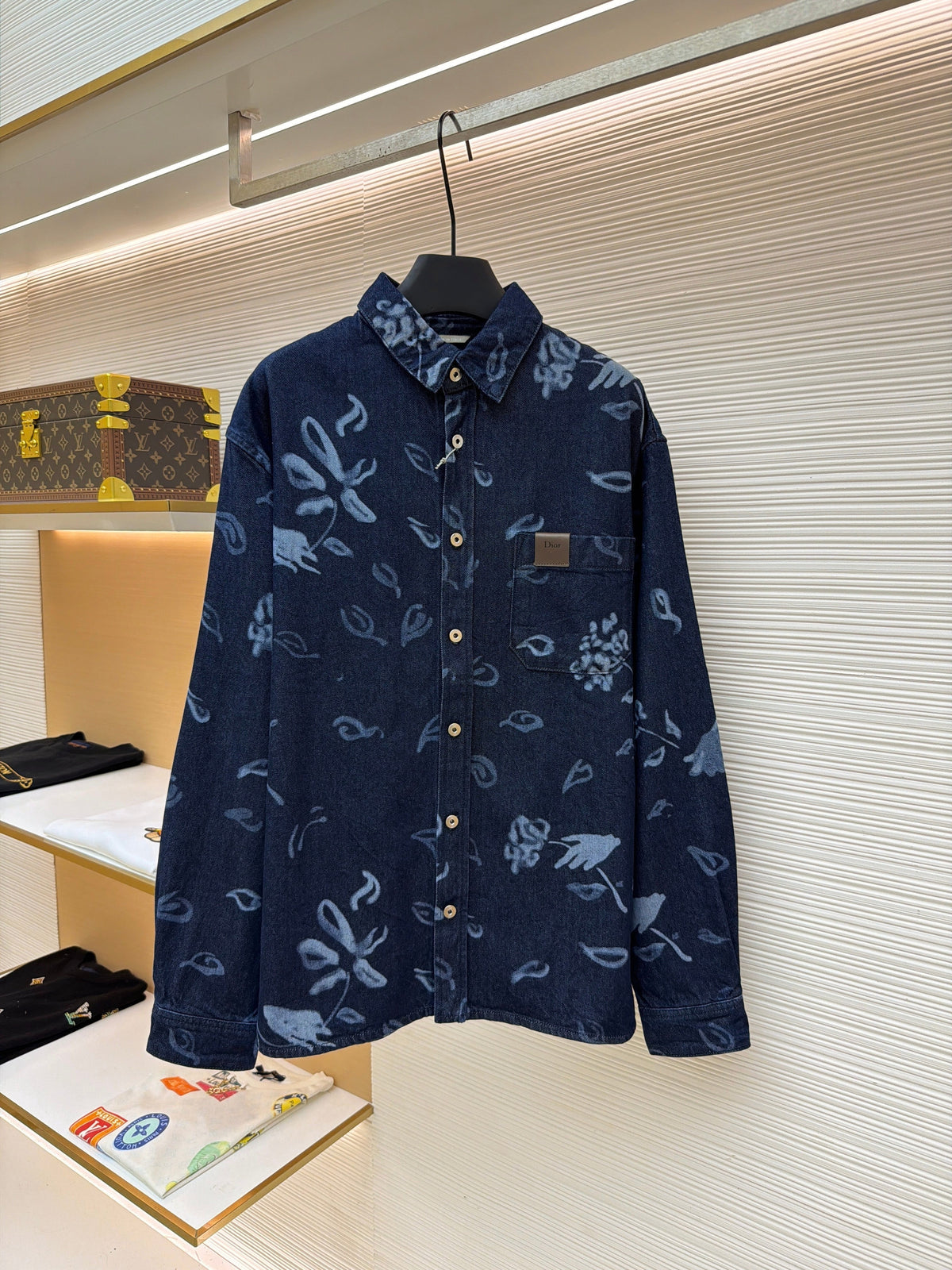 Navy Cotton Floral Print Long-Sleeve - Men's