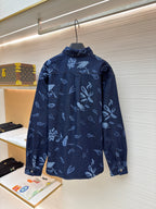 Navy Cotton Floral Print Long-Sleeve - Men's