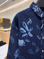 Navy Cotton Floral Print Long-Sleeve - Men's