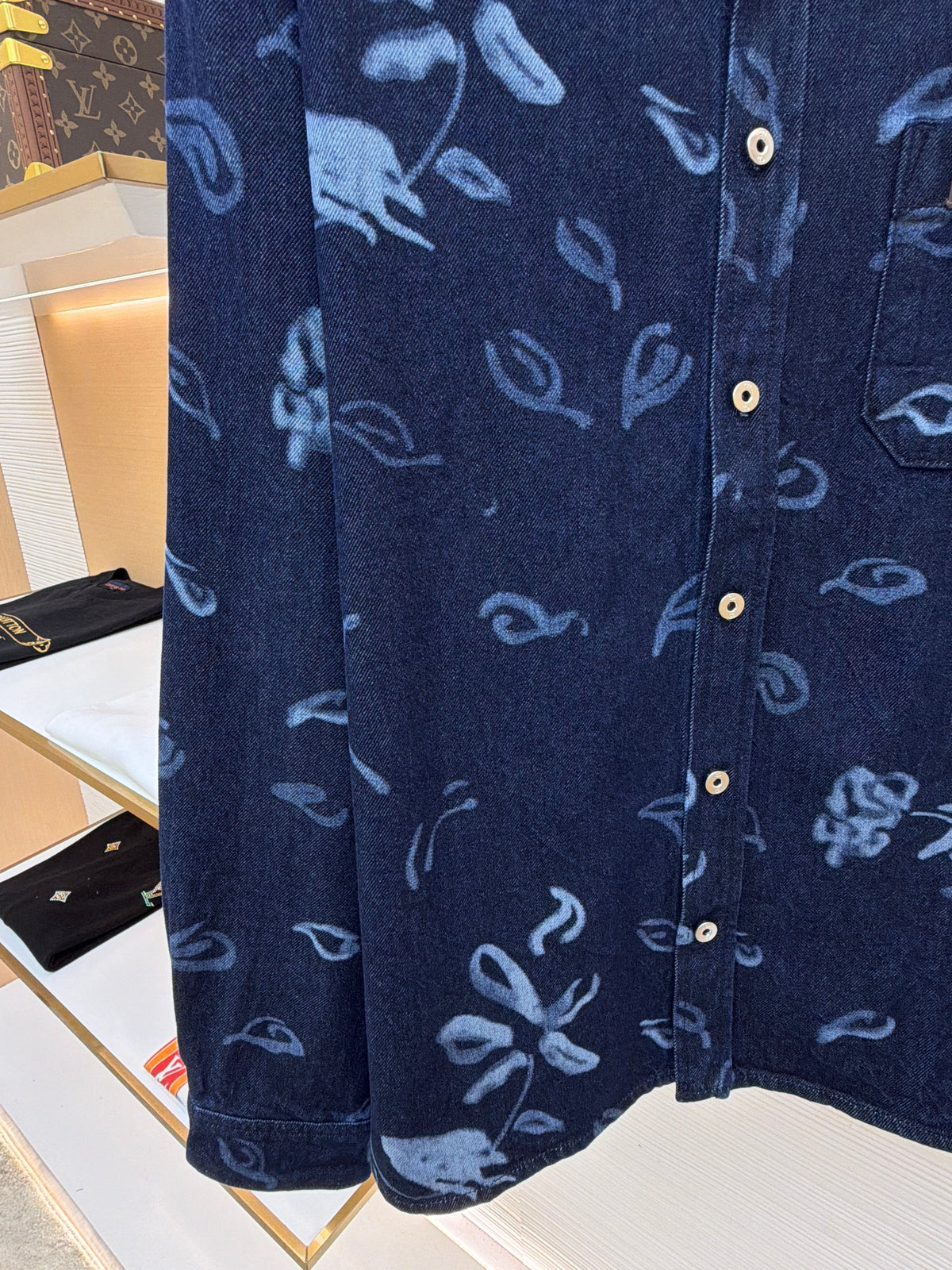 Navy Cotton Floral Print Long-Sleeve - Men's