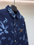 Navy Cotton Floral Print Long-Sleeve - Men's