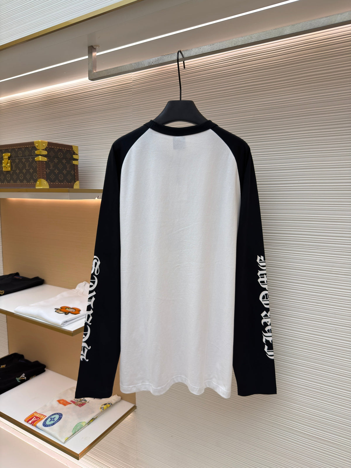 Black Cotton Flag Print Long-Sleeve - Men's
