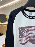Black Cotton Flag Print Long-Sleeve - Men's