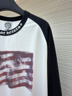 Black Cotton Flag Print Long-Sleeve - Men's