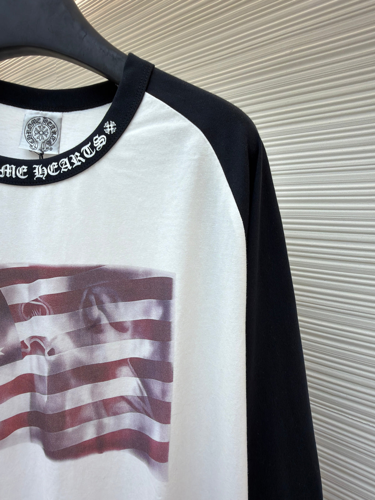 Black Cotton Flag Print Long-Sleeve - Men's